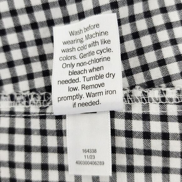Croft & Barrow Black White Plaid Cotton Button Front Blouse Women's Size Medium - Picture 4 of 5